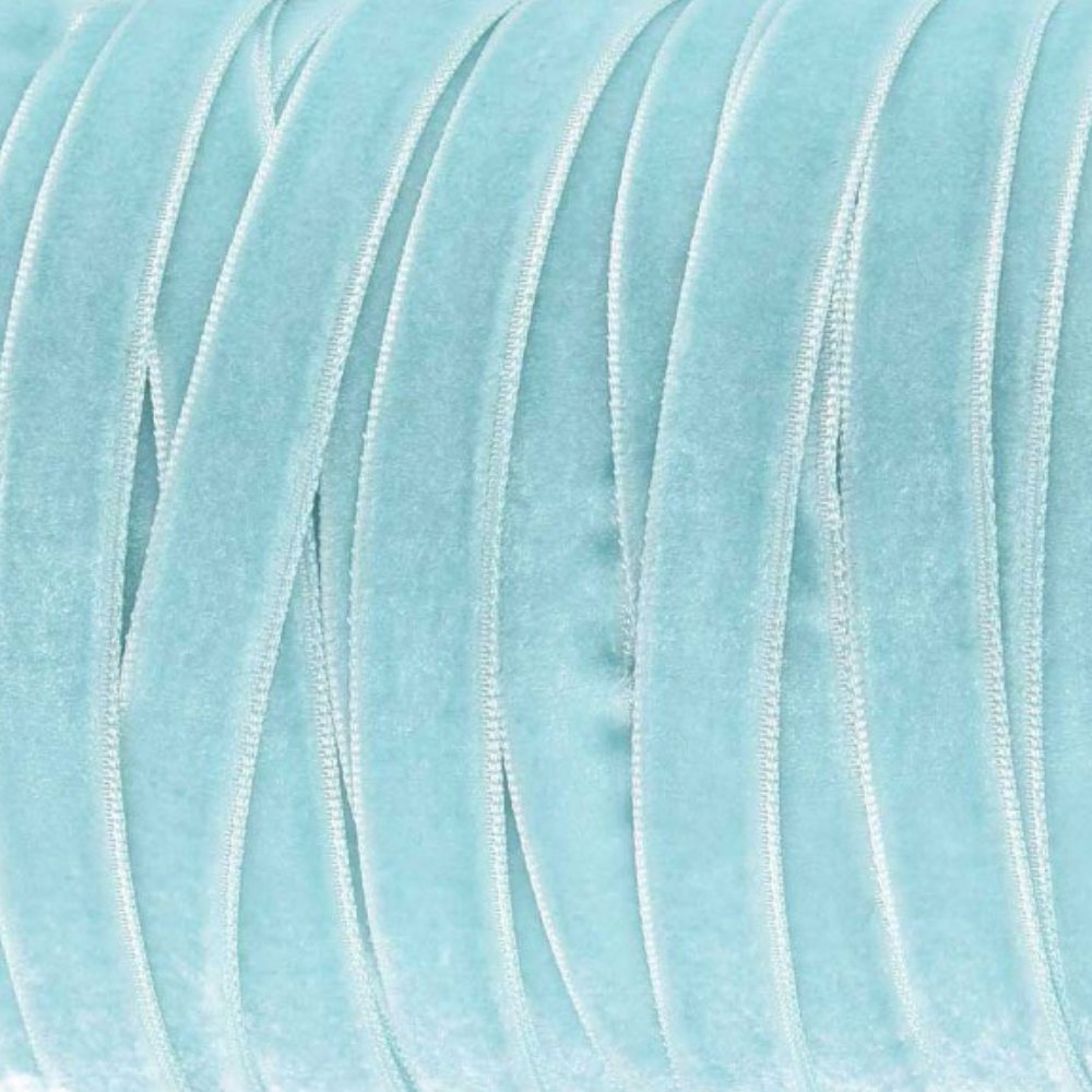 Lint Fluweel cyaan 10mm - per 2 meter-koord-Kraaltjes van Renate