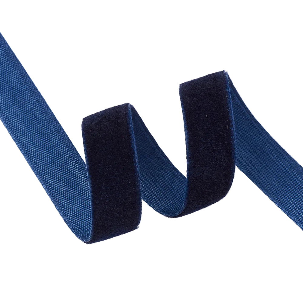 Lint Velvet Middernacht Blauw 10mm - per 2m-Koord-Kraaltjes van Renate