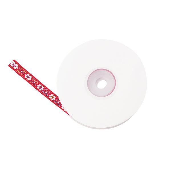 Lint bloemetjes Rood-wit - 1 meter-koord-Kraaltjes van Renate