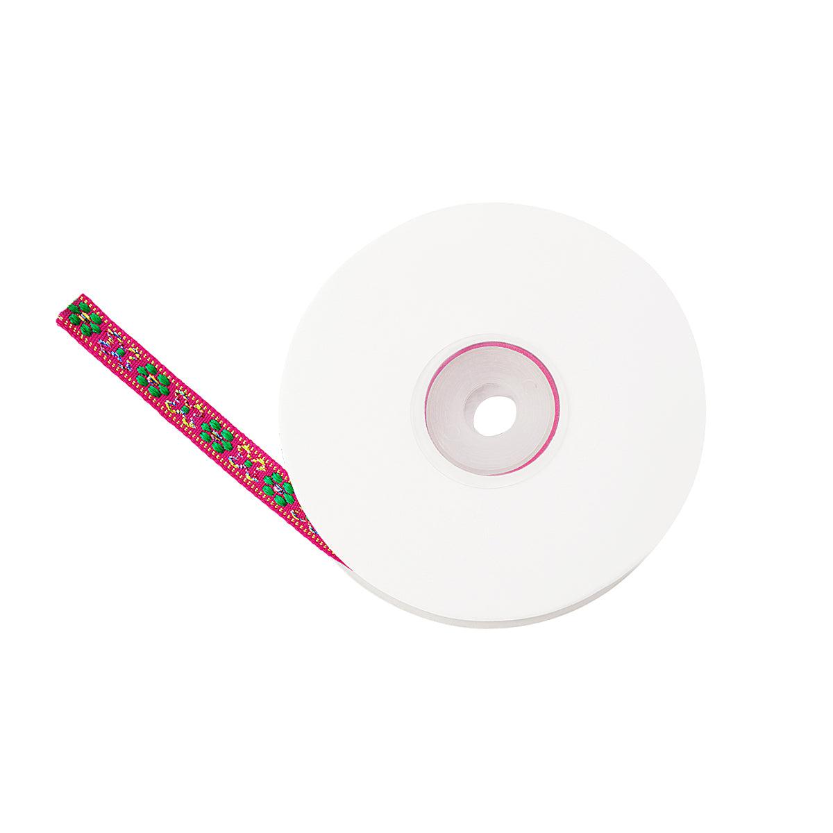Lint bloemetjes Roze-groen - 1 meter-koord-Kraaltjes van Renate