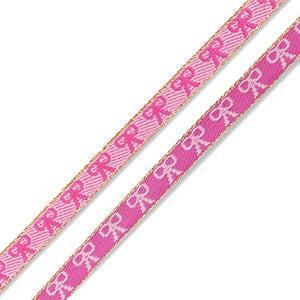 Lint met strikjes Donker Roze / Licht Roze / Goud - per meter-koord-Kraaltjes van Renate