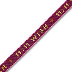 Lint met tekst &quot;11:11 Wish&quot; Purple-gold - per meter-koord-Kraaltjes van Renate