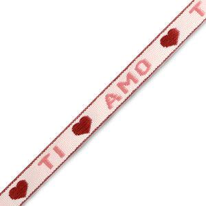 Lint met tekst "Ti Amo" licht roze rood - 1 meter-koord-Kraaltjes van Renate