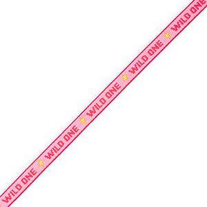 Lint met tekst Wild one roze / geel / rood - per meter-Koord-Kraaltjes van Renate