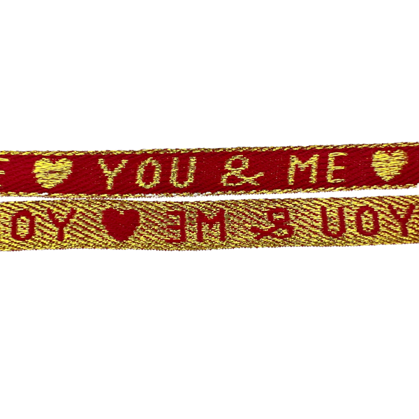 Lint met tekst "You&Me" Rood goud - 1 meter-koord-Kraaltjes van Renate