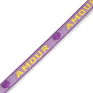 Lint met tekst &quot;amour&quot; Purple-yellow- 1 meter-koord-Kraaltjes van Renate