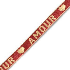 Lint met tekst "amour" Warm red-beige - 1 meter-koord-Kraaltjes van Renate