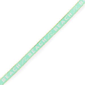 Lint met tekst "beach" Turquoise - per meter-koord-Kraaltjes van Renate