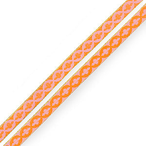 Lint met tekst bloem Orange-light pink - per meter-koord-Kraaltjes van Renate