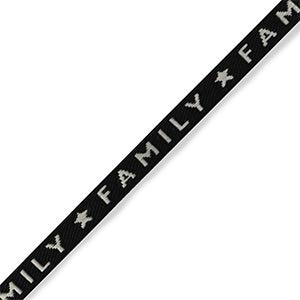 Lint met tekst "family" Black- grey - 1 meter-koord-Kraaltjes van Renate