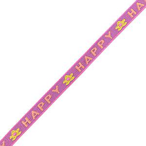 Lint met tekst "happy" Sheer lilac-coral pink - 1 meter-koord-Kraaltjes van Renate