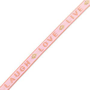 Lint met tekst "live laugh love" Pink-coral pink - 1 meter-koord-Kraaltjes van Renate