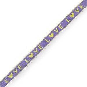 Lint met tekst "love" Lavender purple - per meter-koord-Kraaltjes van Renate