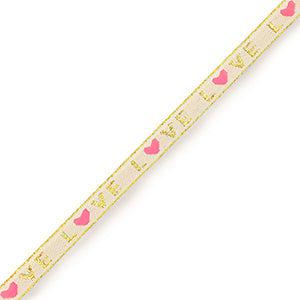 Lint met tekst "love" Pale pink-gold - per meter-koord-Kraaltjes van Renate