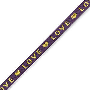 Lint met tekst "love" Purple-gold - 1 meter-koord-Kraaltjes van Renate