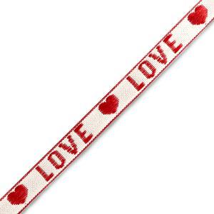 Lint met tekst "love" White-red - 1 meter-koord-Kraaltjes van Renate