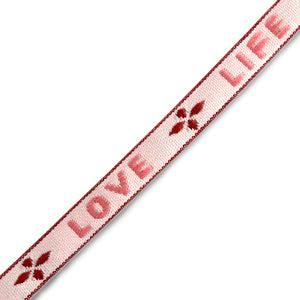 Lint met tekst &quot;love life&quot; Pink-warm red - 1 meter-koord-Kraaltjes van Renate