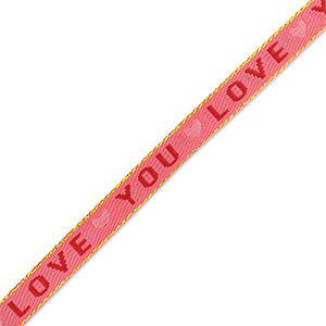Lint met tekst "love you" Dark pink-red - per meter-koord-Kraaltjes van Renate