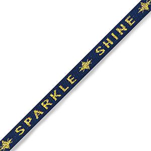 Lint met tekst "shine sparkle" Blue-gold - 1 meter-koord-Kraaltjes van Renate