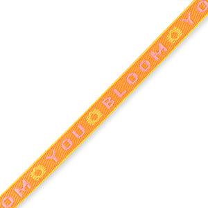 Lint met tekst "you bloom" Orange-paisley purple - 1 meter-koord-Kraaltjes van Renate