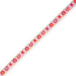 Lint met tekst zeeleven roze / blauw / rood - per meter-Koord-Kraaltjes van Renate