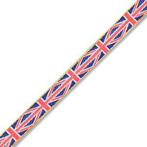 Lint met vlag 'UNITED KINGDOM' Rood / Wit / Blauw / Goud - per meter-koord-Kraaltjes van Renate