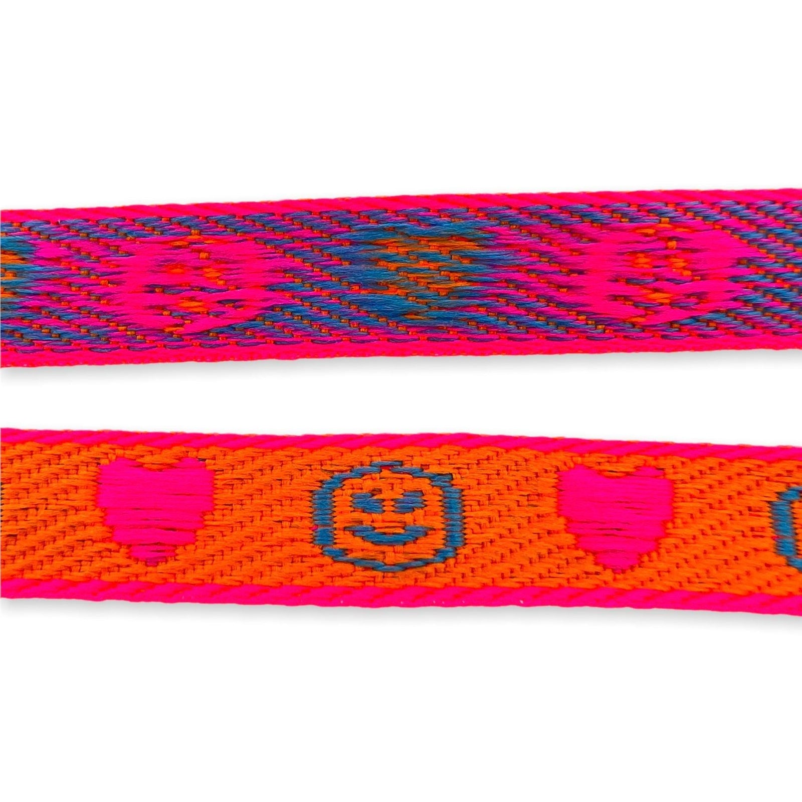 Lint smiley Pink-orange-blue - 1 meter-koord-Kraaltjes van Renate