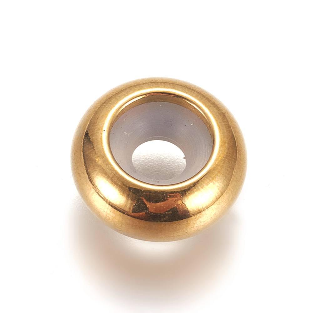 Macrame Stopper Kraal Premium 18k RVS Goud 8x4mm - per stuk-Onderdelen-Kraaltjes van Renate