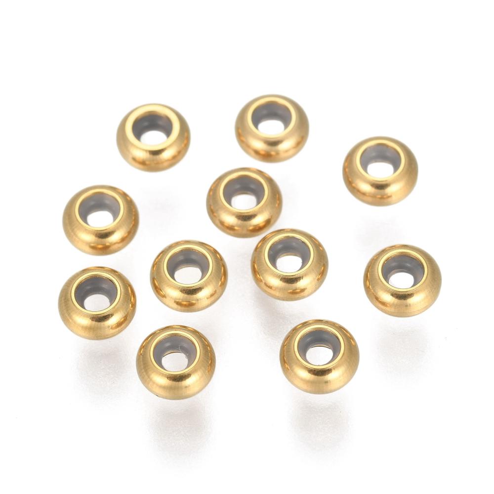 Macrame Stopper Kraal Premium 18k RVS Goud 8x4mm - per stuk-Onderdelen-Kraaltjes van Renate