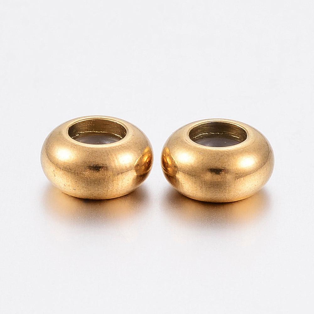 Macrame Stopper Kraal RVS Goud 9x4.5mm - per stuk-Kralen-Kraaltjes van Renate