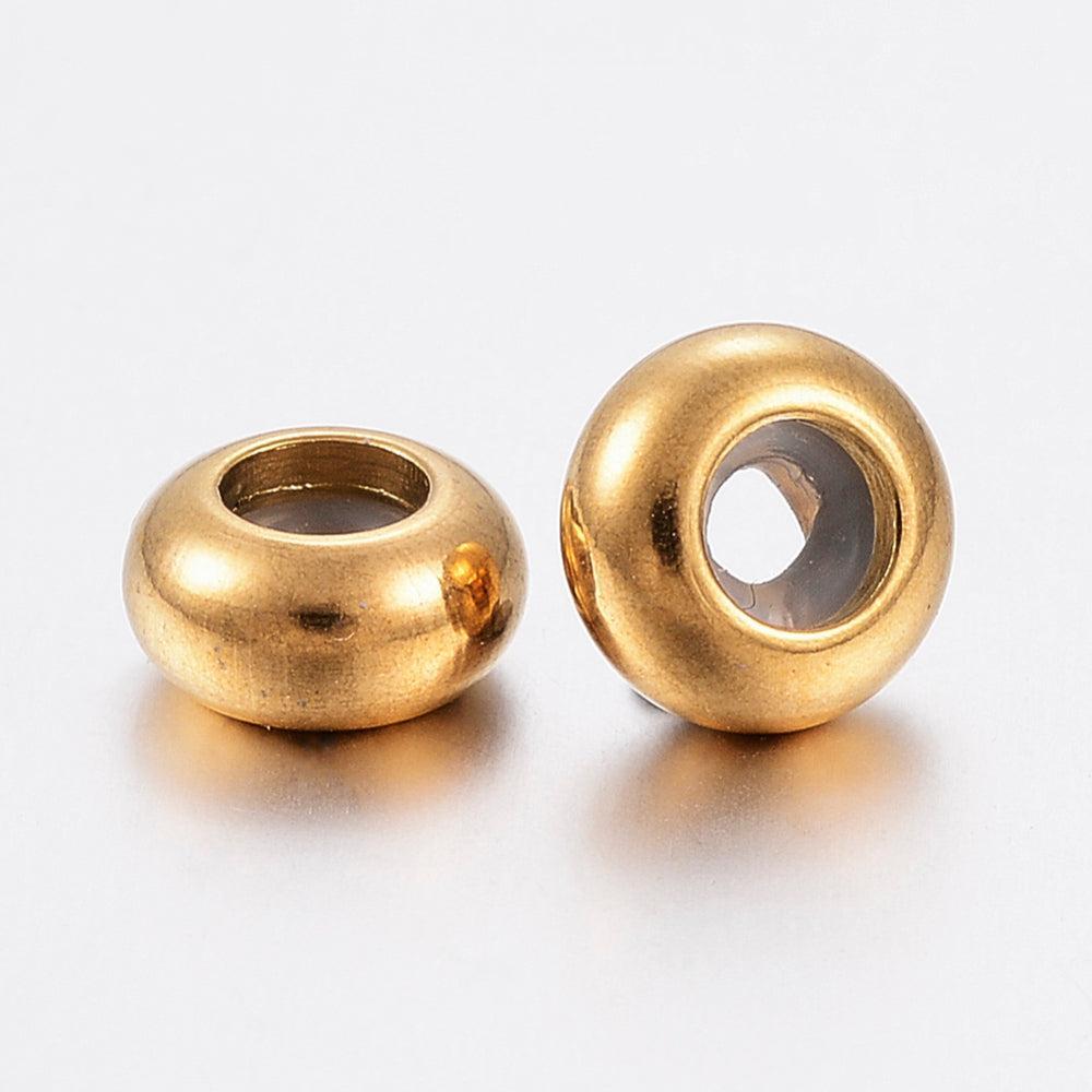 Macrame Stopper Kraal RVS Goud 9x4.5mm - per stuk-Kralen-Kraaltjes van Renate