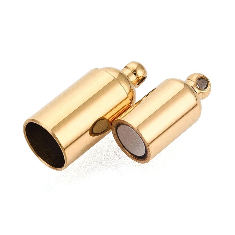 Magneetsluiting Tube Premium RVS Goud 22x7.5mm - per stuk-Sluitingen-Kraaltjes van Renate