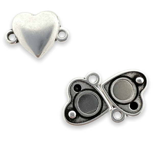 Magneetsluiting hart zilver 15mm DQ- per stuk-sluitingen-Kraaltjes van Renate