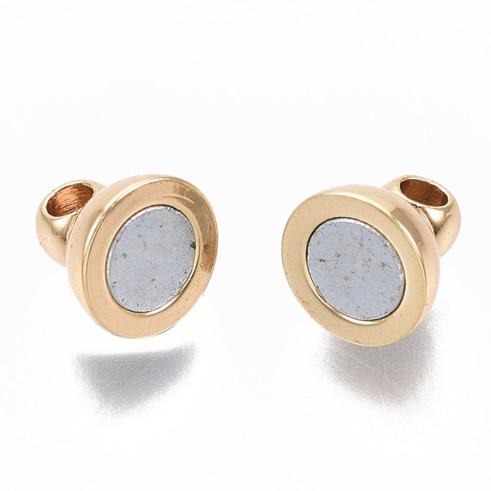 Magneetsluiting rond Goud 18K Gold plated 12x6mm-sluitingen-Kraaltjes van Renate