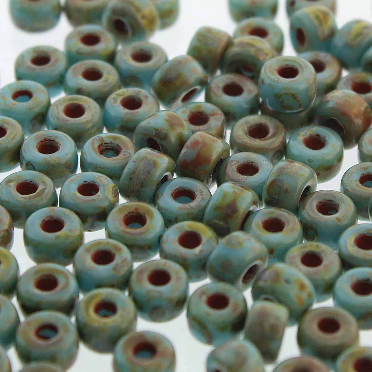Matubo kralen Ø2mm Turquoise blue travertine 2/0 (6mm) - ±22 stuks-Kralen-Kraaltjes van Renate