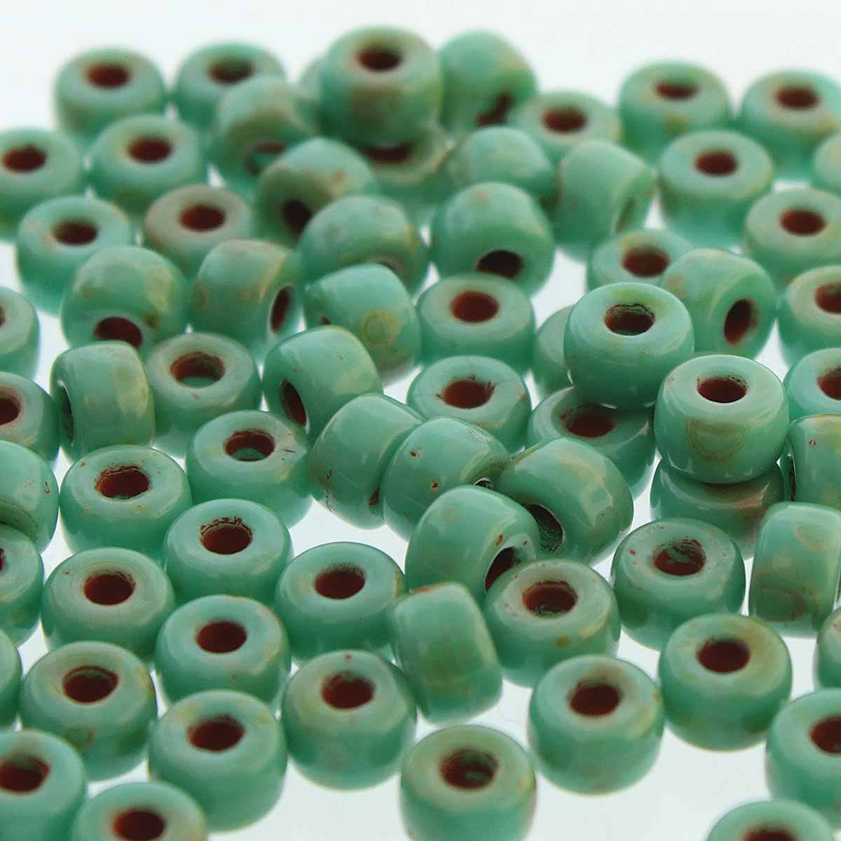 Matubo kralen Ø2mm Turquoise green dark travertine 2/0 (6mm) - ±22 stuks-Kralen-Kraaltjes van Renate