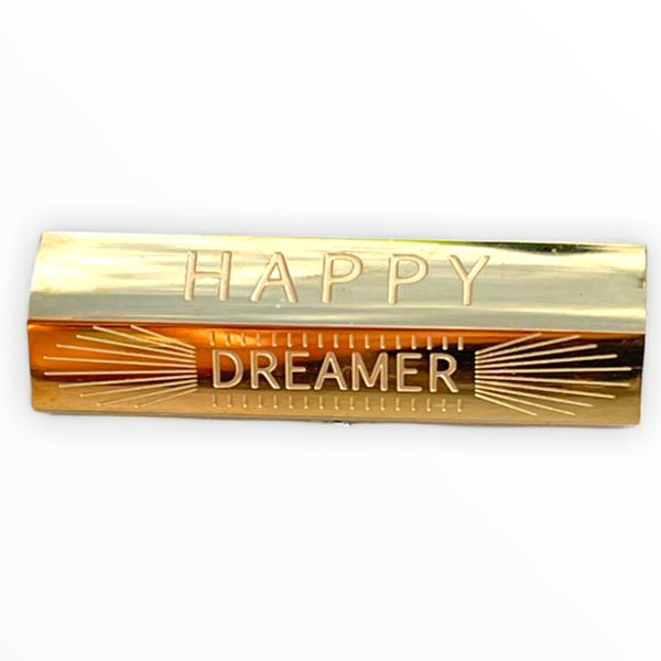 Message beads hexagon Dreamer happy RVS goud 25x9mm-Kraaltjes van Renate
