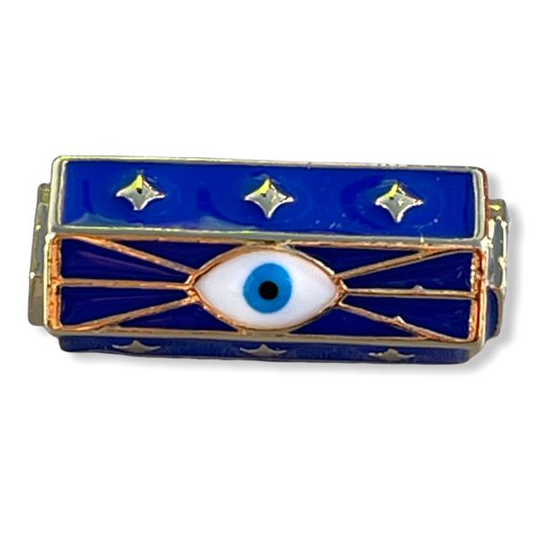 Message beads hexagon Evil eye 18K gold plated 22x10mm-Kraaltjes van Renate