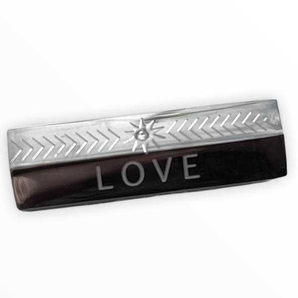 Message beads hexagon Love happy RVS zilver 25x9mm-Kraaltjes van Renate