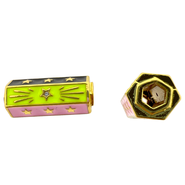 Message beads hexagon Star 18K gold plated 22x10mm-bedels-Kraaltjes van Renate