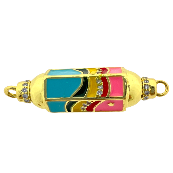 Message beads tussenzetsel hexagon 18K gold plated 8x33mm-bedels-Kraaltjes van Renate