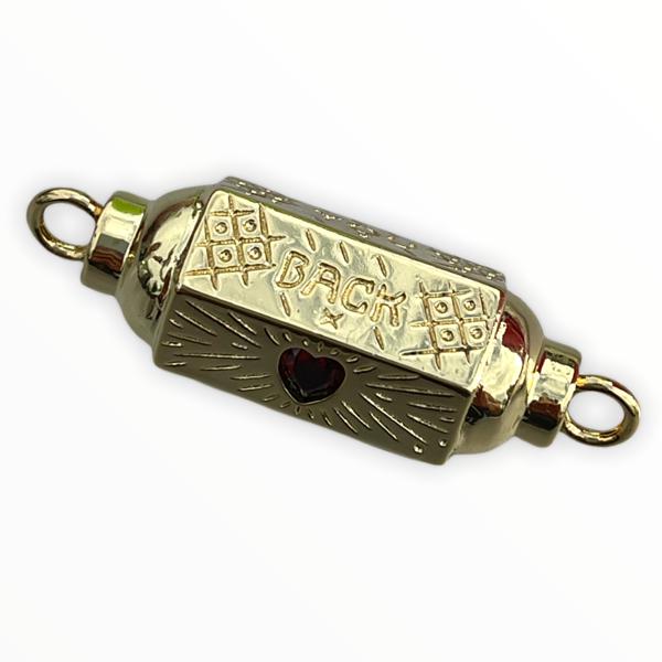 Message beads tussenzetsel hexagon Love you back 18K gold plated 13x39mm-Kraaltjes van Renate