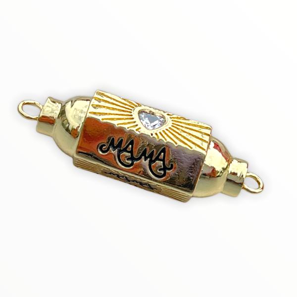 Message beads tussenzetsel hexagon Mama 18K gold plated 10x32mm-Kraaltjes van Renate