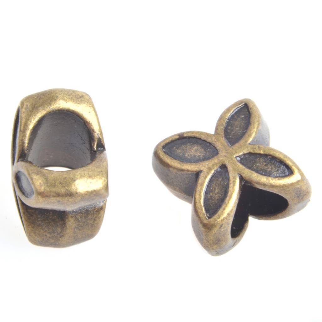 Metaal kraal bloem Ø5.5mm Brons 10x10mm-Kraaltjes van Renate