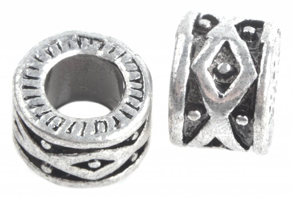 Metaal kraal geo Ø5mm Zilver 10x7mm - 3 stuks-Kraaltjes van Renate