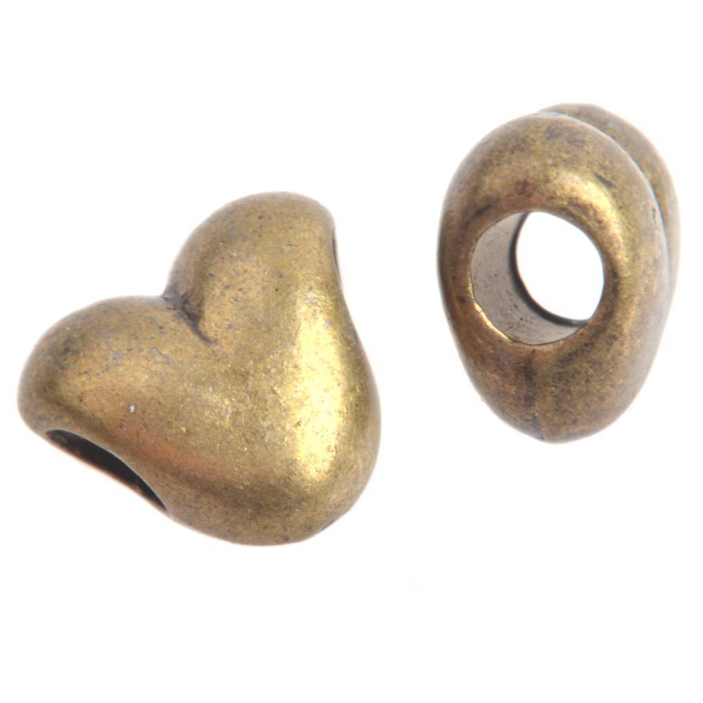 Metaal kraal hart Ø3.5mm Brons 11x10mm-Kraaltjes van Renate