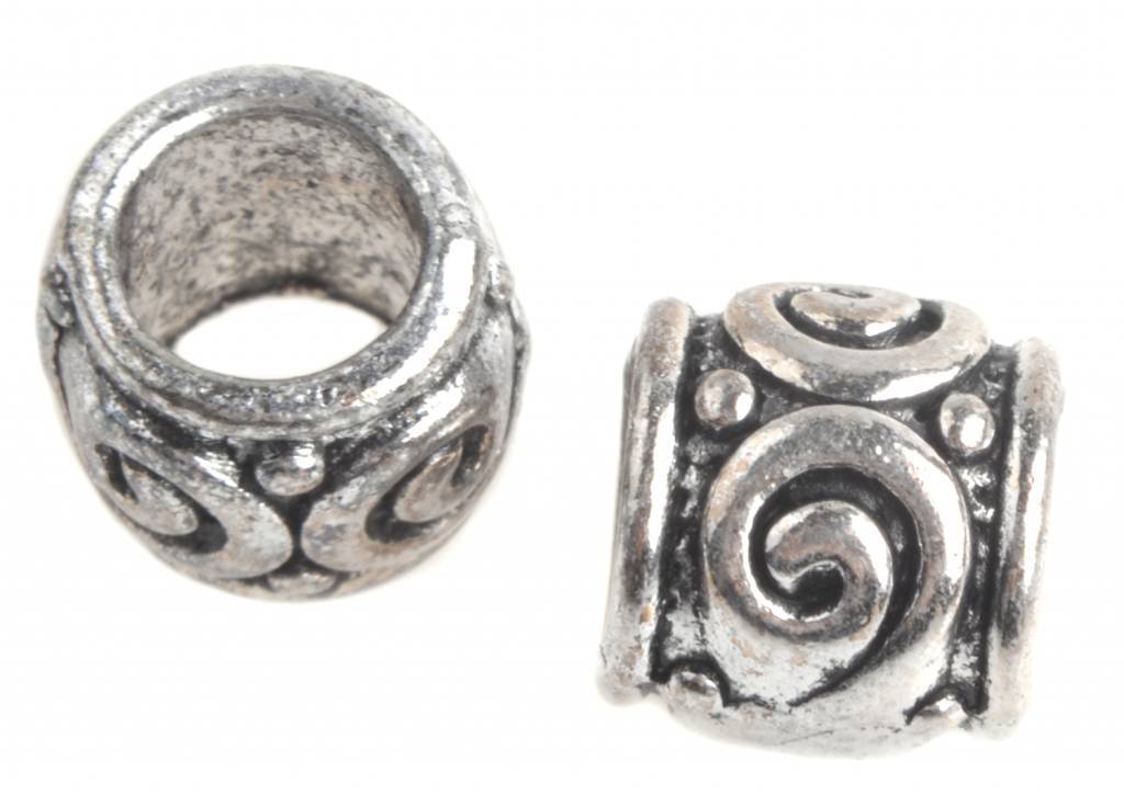 Metaal kraal swirl Ø6mm Zilver 9x8mm - 5 stuks-Kraaltjes van Renate