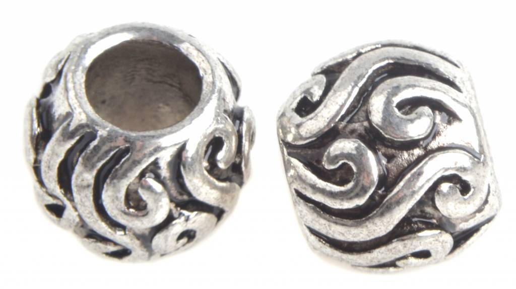 Metaal kraal wave Ø5mm Zilver 10x9mm - 4 stuks-Kraaltjes van Renate