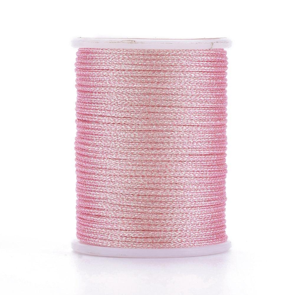 Metallic koord 1mm klosje Pink - 6,5 meter-koord-Kraaltjes van Renate