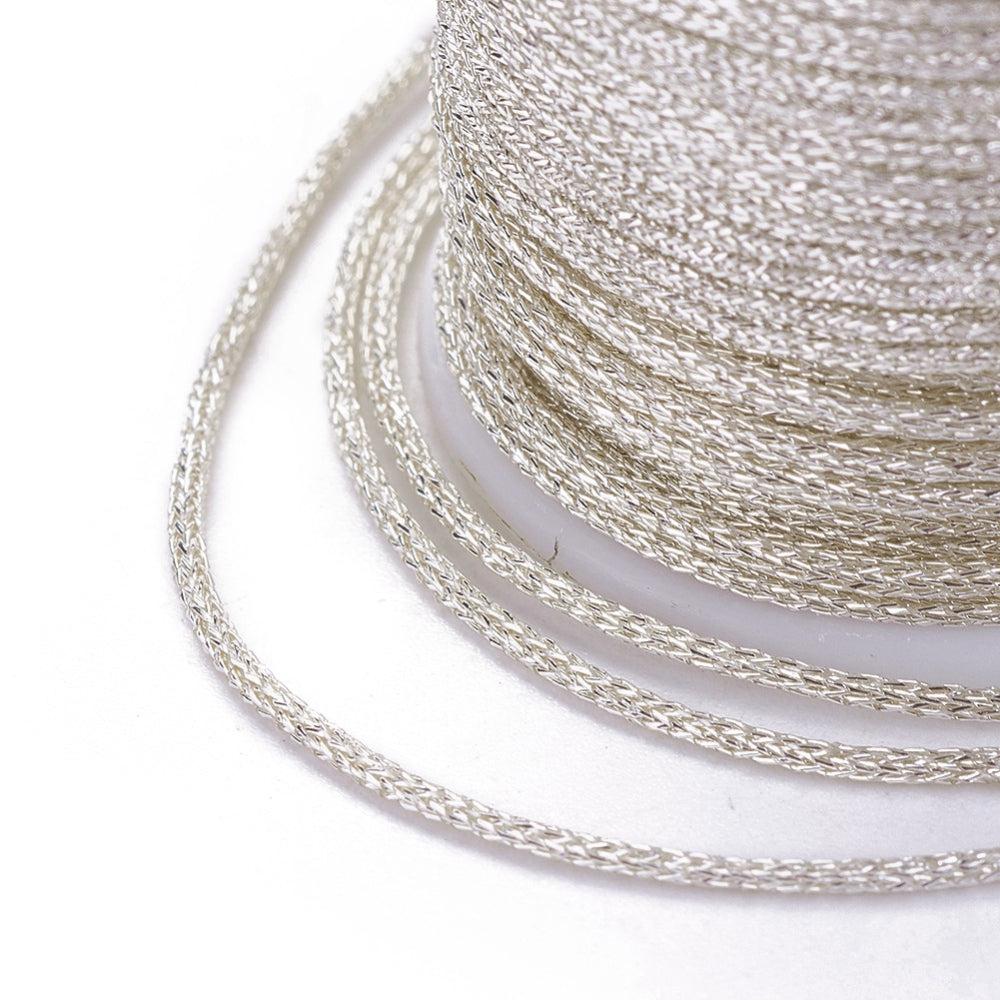 Metallic koord 1mm klosje Zilver wit - 6,5 meter-koord-Kraaltjes van Renate